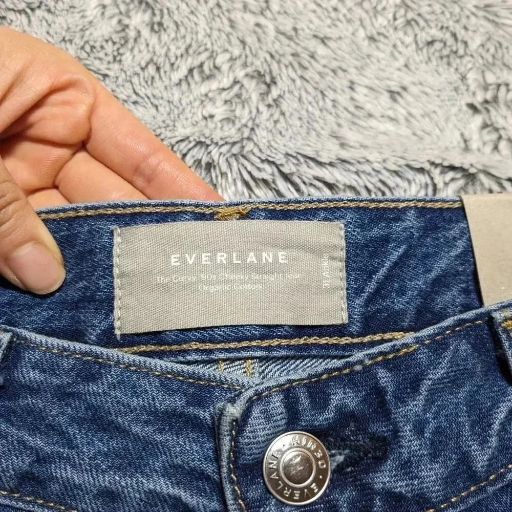 NEW Everlane Blue Curvy 90’s Cheeky Jean Straight High Rise Size 31
